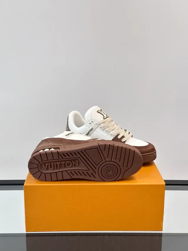 Louis Vuitton LV Trainer White Brown Low-Top Mesh-and-Leather Lifestyle Sneakers 2