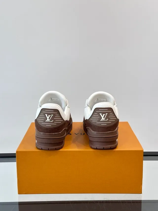 Louis Vuitton LV Trainer White Brown Low-Top Mesh-and-Leather Lifestyle Sneakers 3
