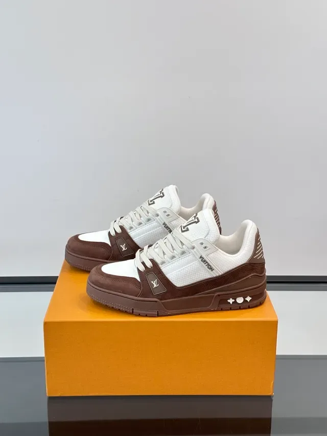 Louis Vuitton LV Trainer White Brown Low-Top Mesh-and-Leather Lifestyle Sneakers 5
