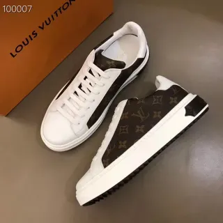 Louis Vuitton LV Trainer Blancos y Marrones Monogram Canvas Leather Overlay Lifestyle Sneakers