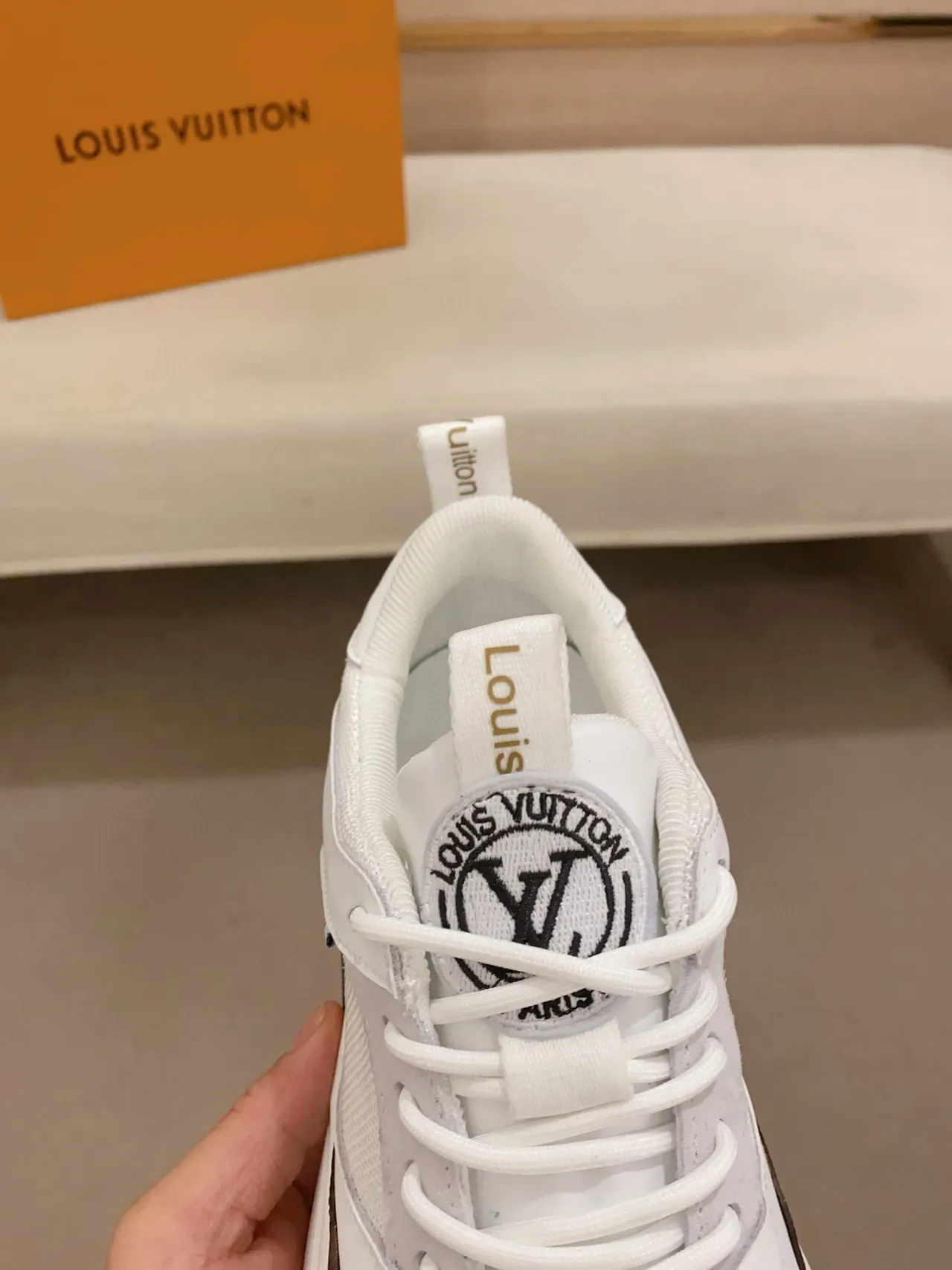 Louis Vuitton LV Trainer White Brown Monogram Canvas Mesh-Suede Hybrid Upper Lifestyle Sneakers 6
