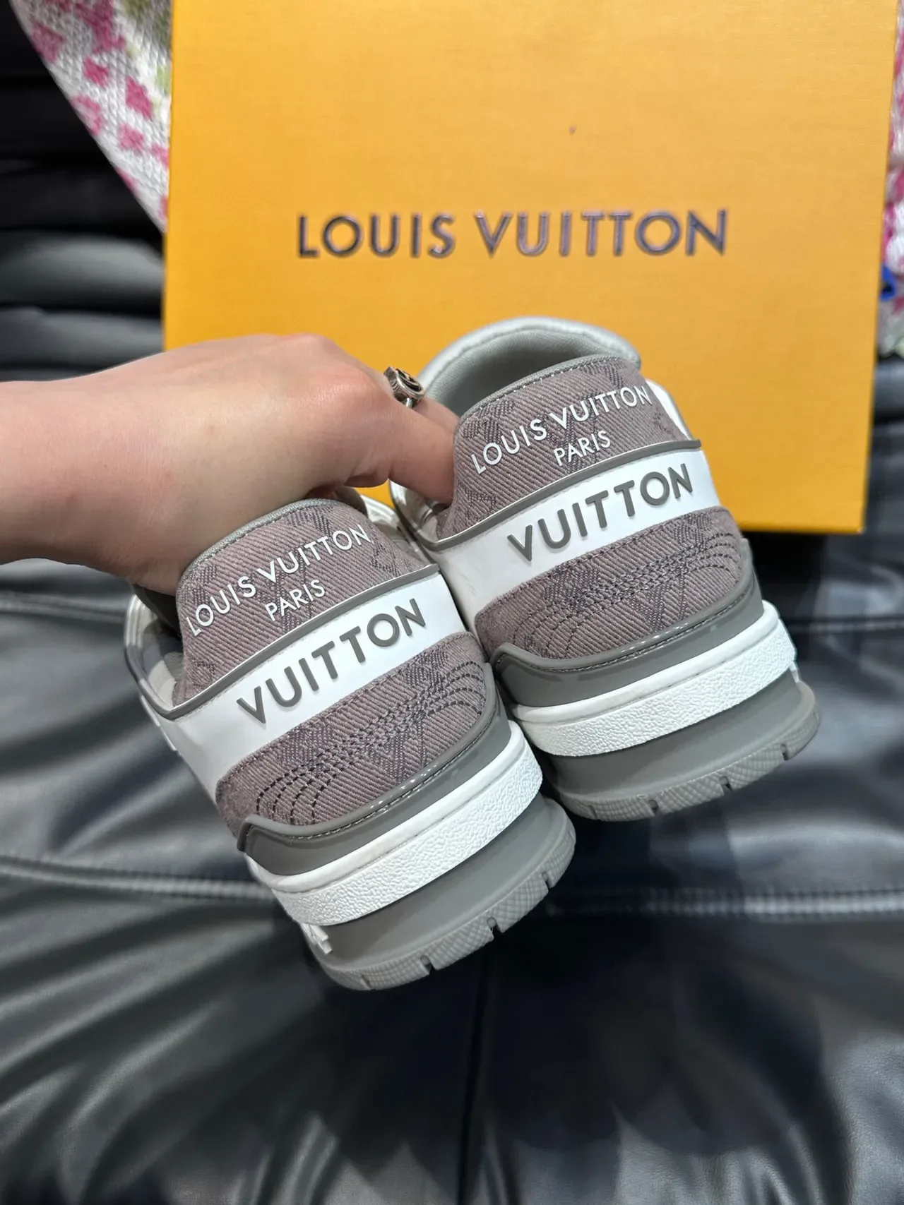 Louis Vuitton LV Trainer White Gray Low-Top Layered Leather-Suede Construction Sneakers 7