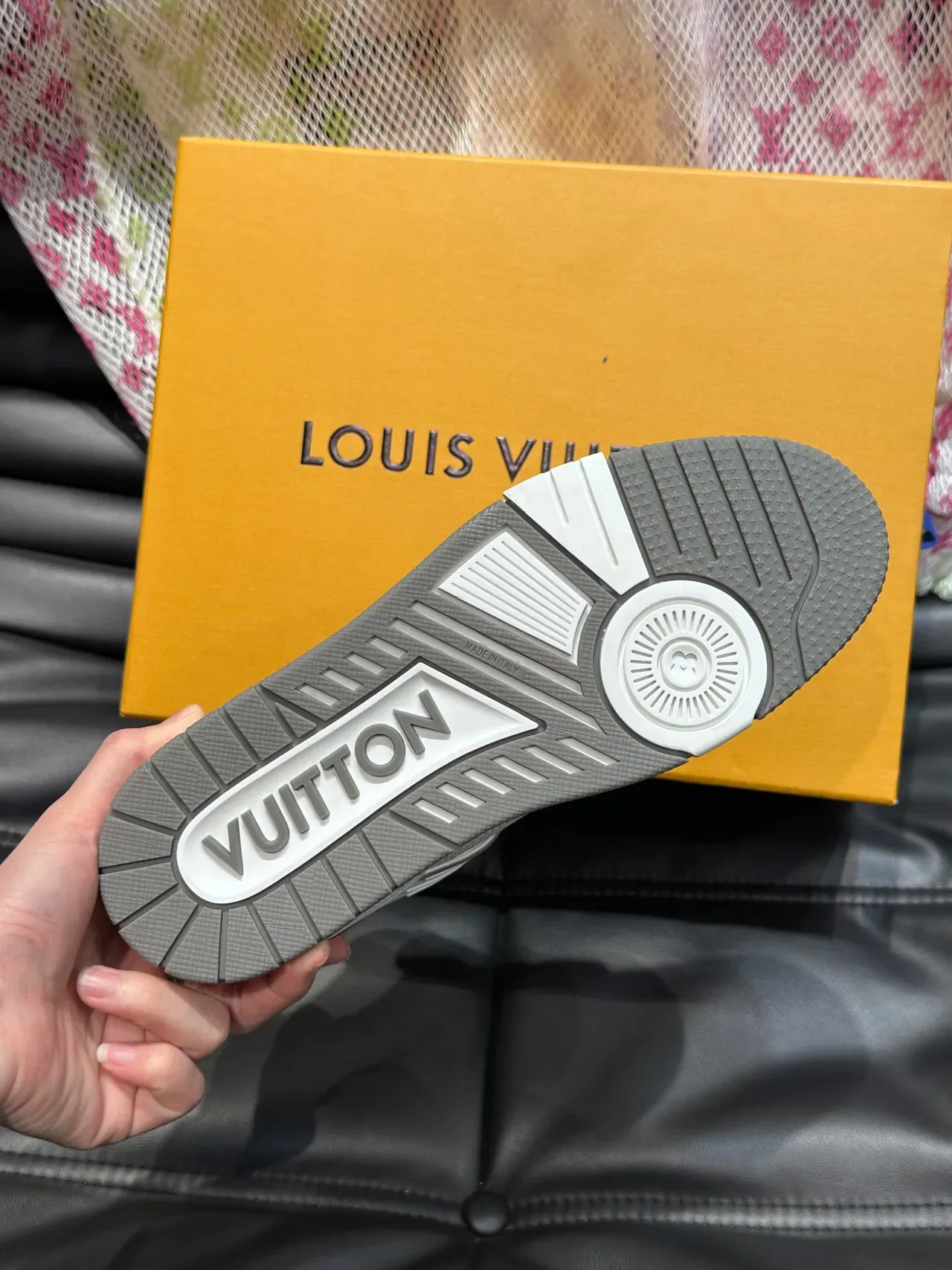 Louis Vuitton LV Trainer White Gray Low-Top Layered Leather-Suede Construction Sneakers 9