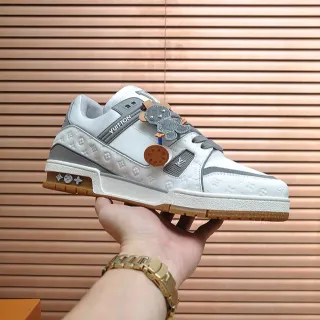 Louis Vuitton LV Trainer White Gray Monogram Leather Layered Midsole Lifestyle Sneakers