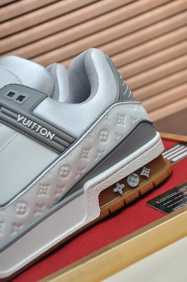 Louis Vuitton LV Trainer White Gray Monogram Leather Layered Midsole Lifestyle Sneakers 2
