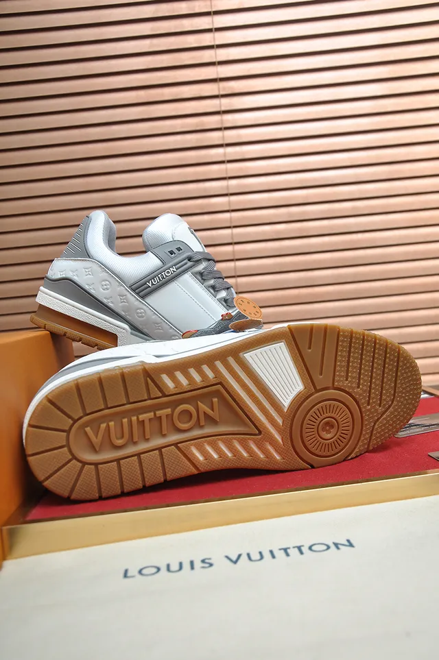 Louis Vuitton LV Trainer White Gray Monogram Leather Layered Midsole Lifestyle Sneakers 3
