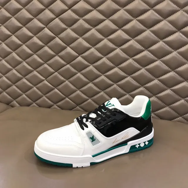 Louis Vuitton LV Trainer White Green Layered Midsole Patent Leather Overlay Lifestyle Sneakers 5