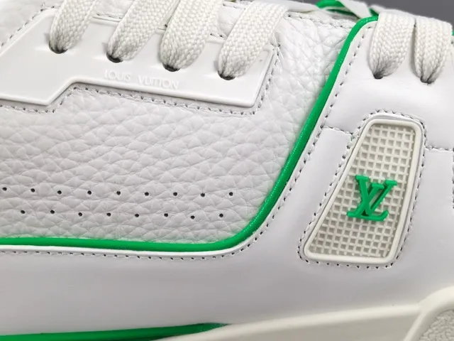 Louis Vuitton LV Trainer White Green Leather Upper Accent Piping Lifestyle Sneakers 5