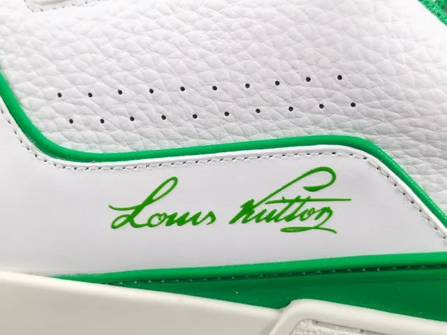 Louis Vuitton LV Trainer White Green Leather Upper Accent Piping Lifestyle Sneakers 8