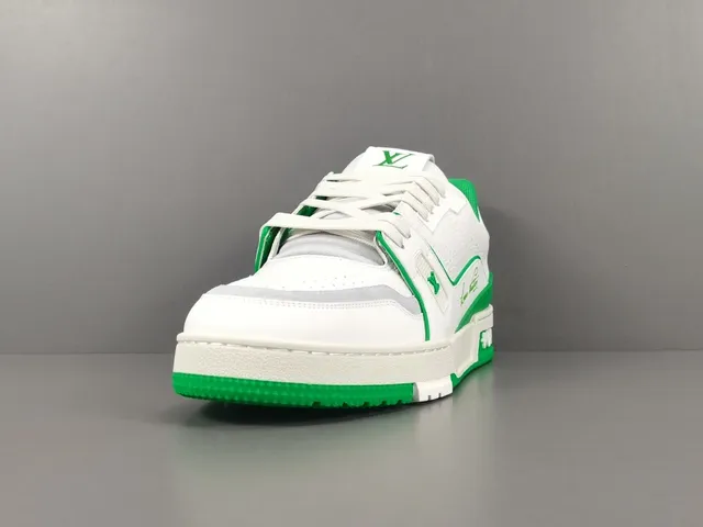 Louis Vuitton LV Trainer White Green Leather Upper Accent Piping Lifestyle Sneakers 15