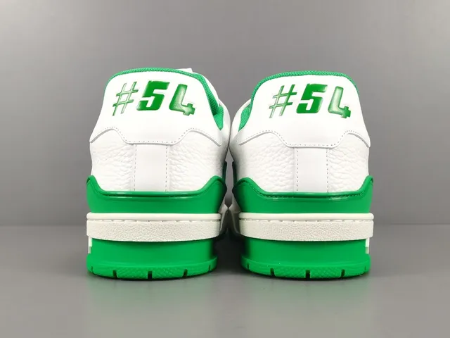 Louis Vuitton LV Trainer White Green Leather Upper Accent Piping Lifestyle Sneakers 17