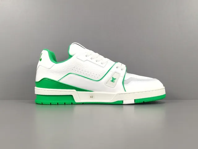 Louis Vuitton LV Trainer White Green Leather Upper Accent Piping Lifestyle Sneakers 18