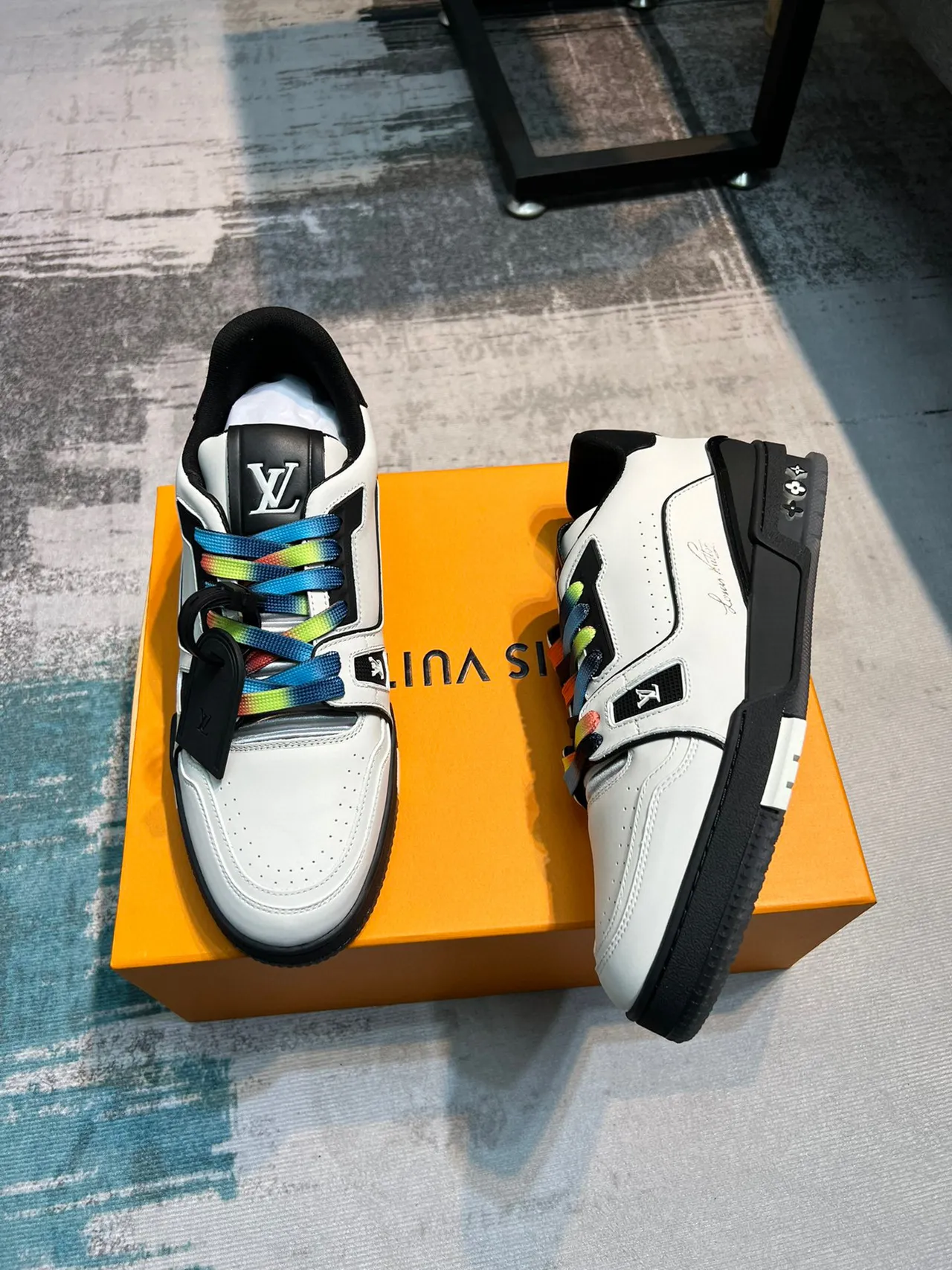 Louis Vuitton LV Trainer White Multicolor Leather Upper Dual Strap Closure Lifestyle Sneakers 4
