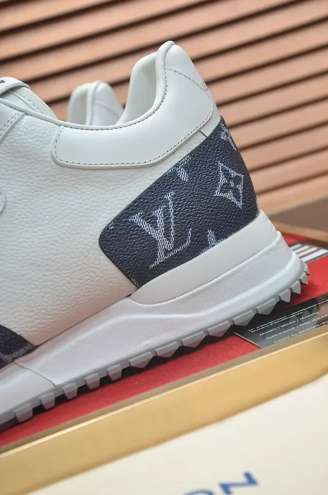 Louis Vuitton LV Trainer White Navy Monogram-Print Panels Pebbled Leather Lifestyle Sneakers 2