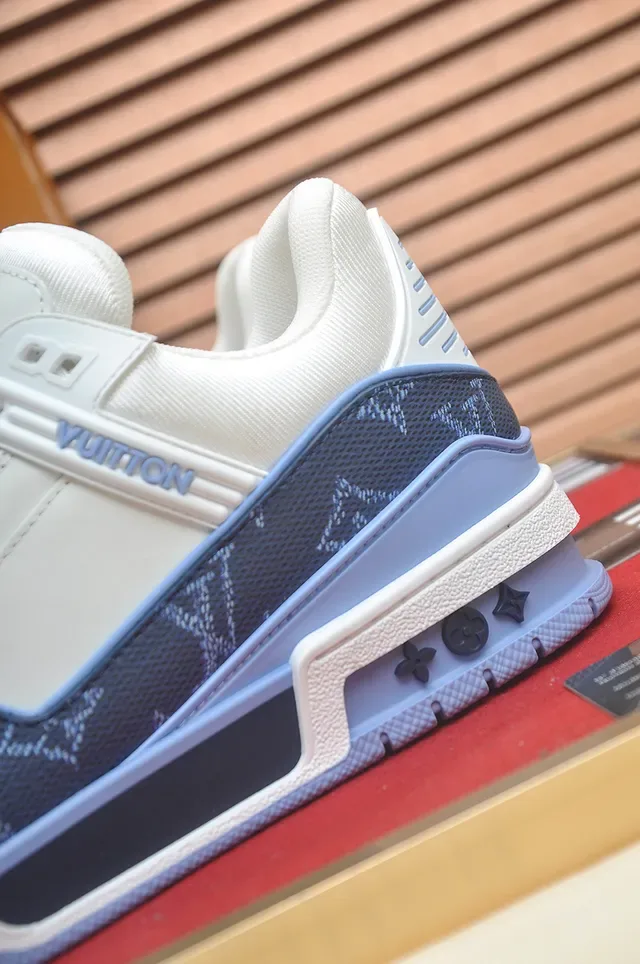 Louis Vuitton LV Trainer সাদা নেভি মনোগ্রামড টেক্সটাইল লেয়ার্ড মিডসোল লাইফস্টাইল স্নিকার 2