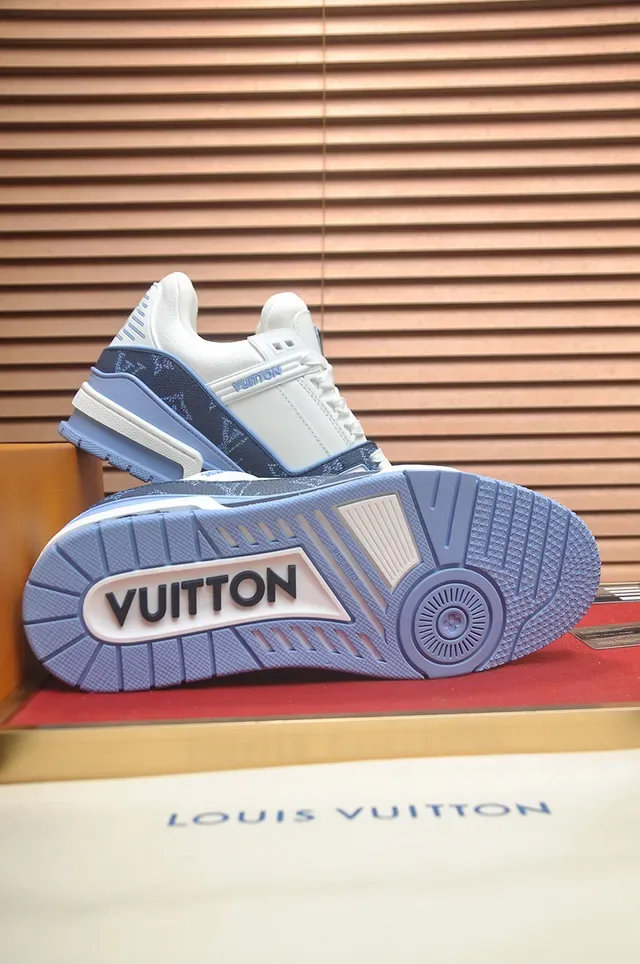 Louis Vuitton LV Trainer সাদা নেভি মনোগ্রামড টেক্সটাইল লেয়ার্ড মিডসোল লাইফস্টাইল স্নিকার 3