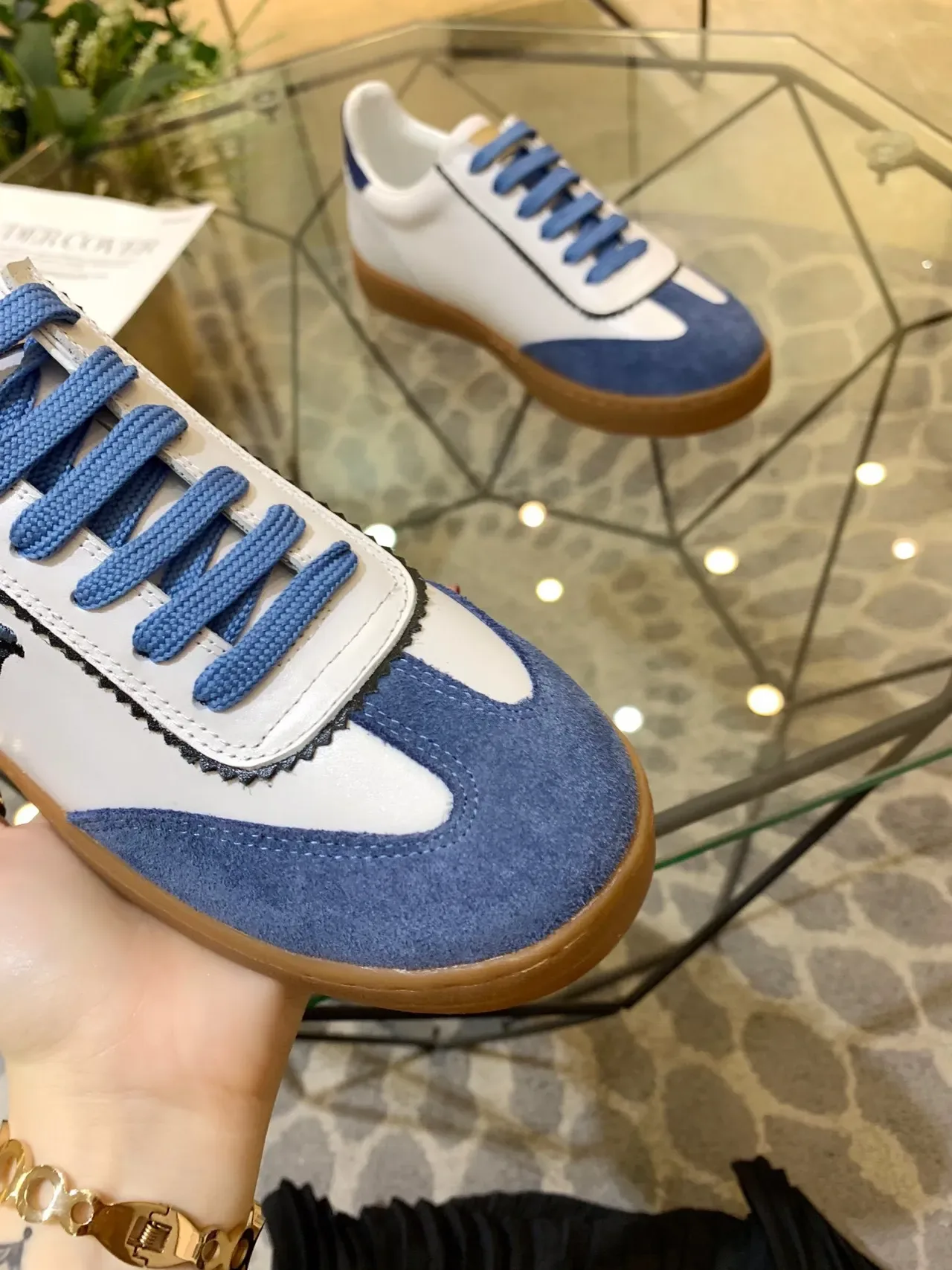 Louis Vuitton LV Trainer White Navy Two-Tone Suede And Leather Embroidered Monogram Lifestyle Sneakers 3