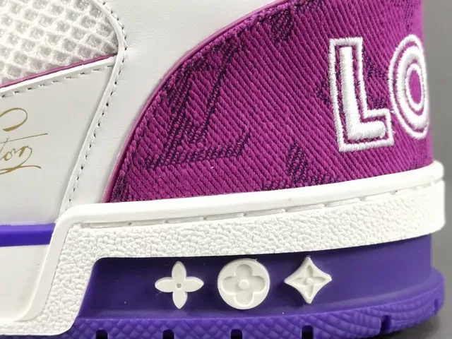 Louis Vuitton LV Trainer White Purple Low-Top Dual-Strap Closure Lifestyle Sneakers 7