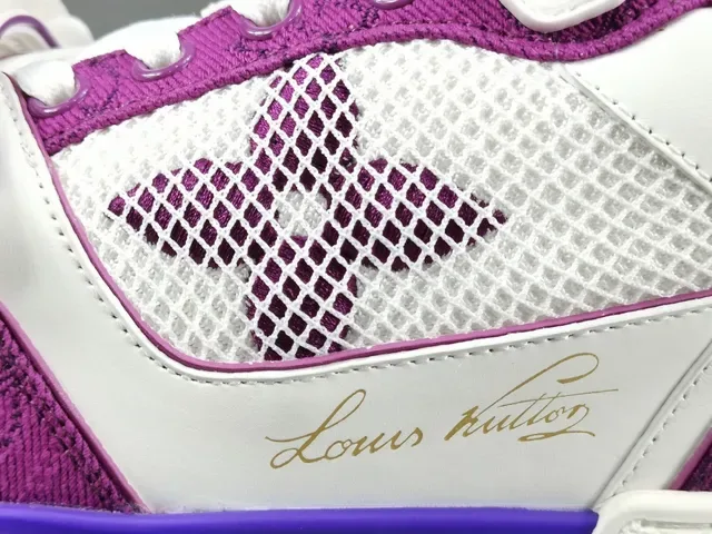 Louis Vuitton LV Trainer White Purple Low-Top Dual-Strap Closure Lifestyle Sneakers 8