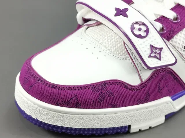 Louis Vuitton LV Trainer White Purple Low-Top Dual-Strap Closure Lifestyle Sneakers 9