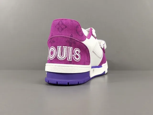 Louis Vuitton LV Trainer White Purple Low-Top Dual-Strap Closure Lifestyle Sneakers 14