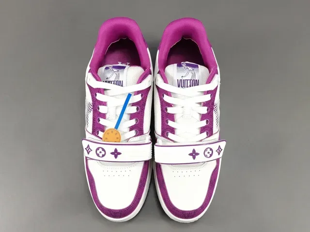 Louis Vuitton LV Trainer White Purple Low-Top Dual-Strap Closure Lifestyle Sneakers 16