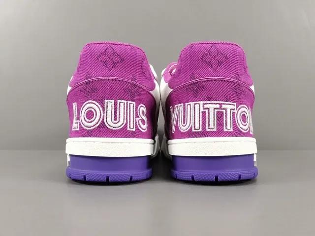 Louis Vuitton LV Trainer White Purple Low-Top Dual-Strap Closure Lifestyle Sneakers 17