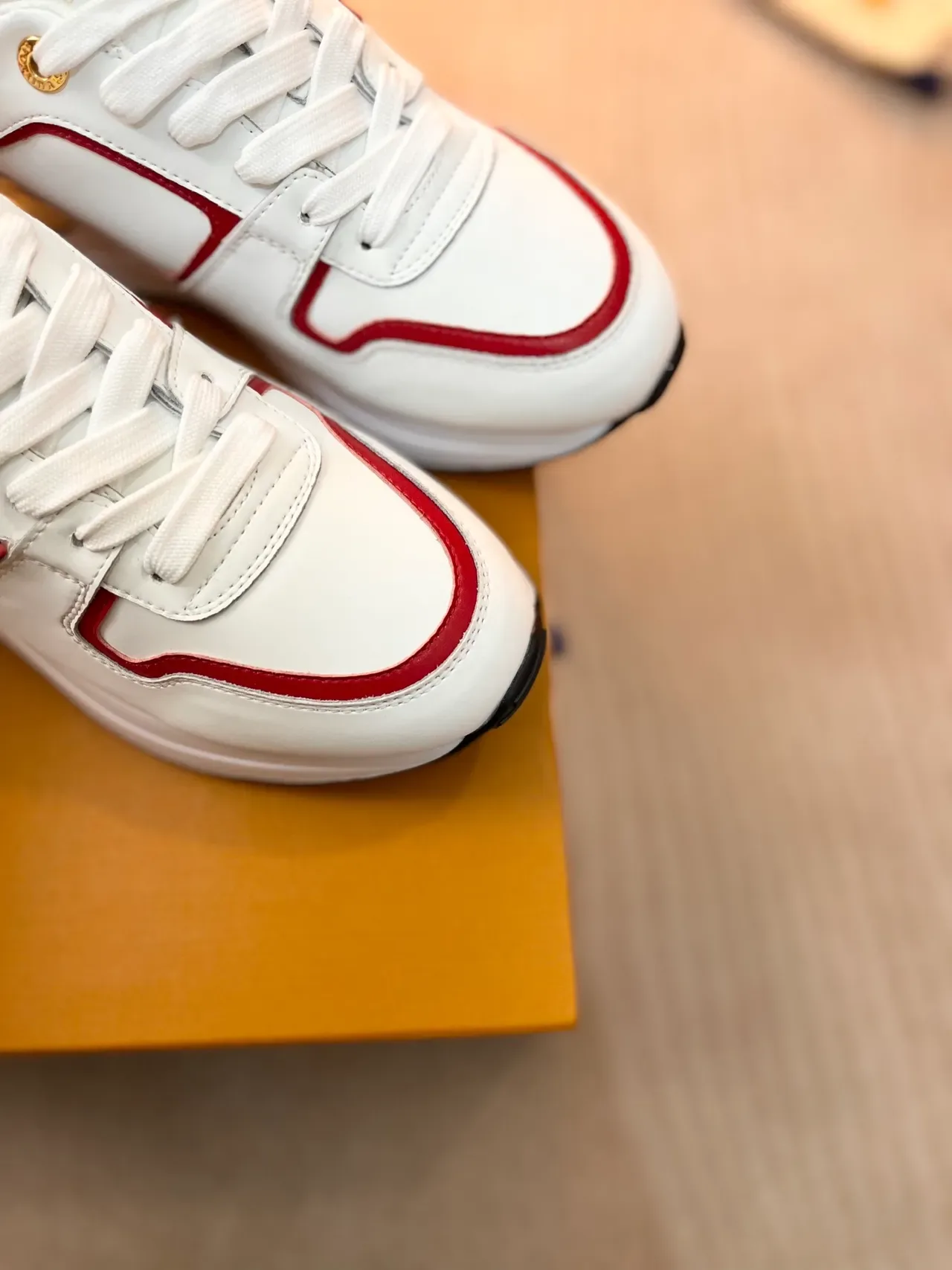 Louis Vuitton LV Trainer White Red Leather Upper Monogrammed Side Panel Lifestyle Sneakers 3