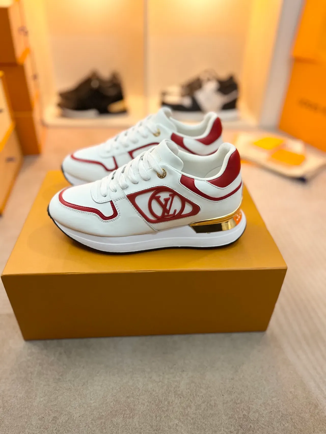 Louis Vuitton LV Trainer White Red Leather Upper Monogrammed Side Panel Lifestyle Sneakers 5