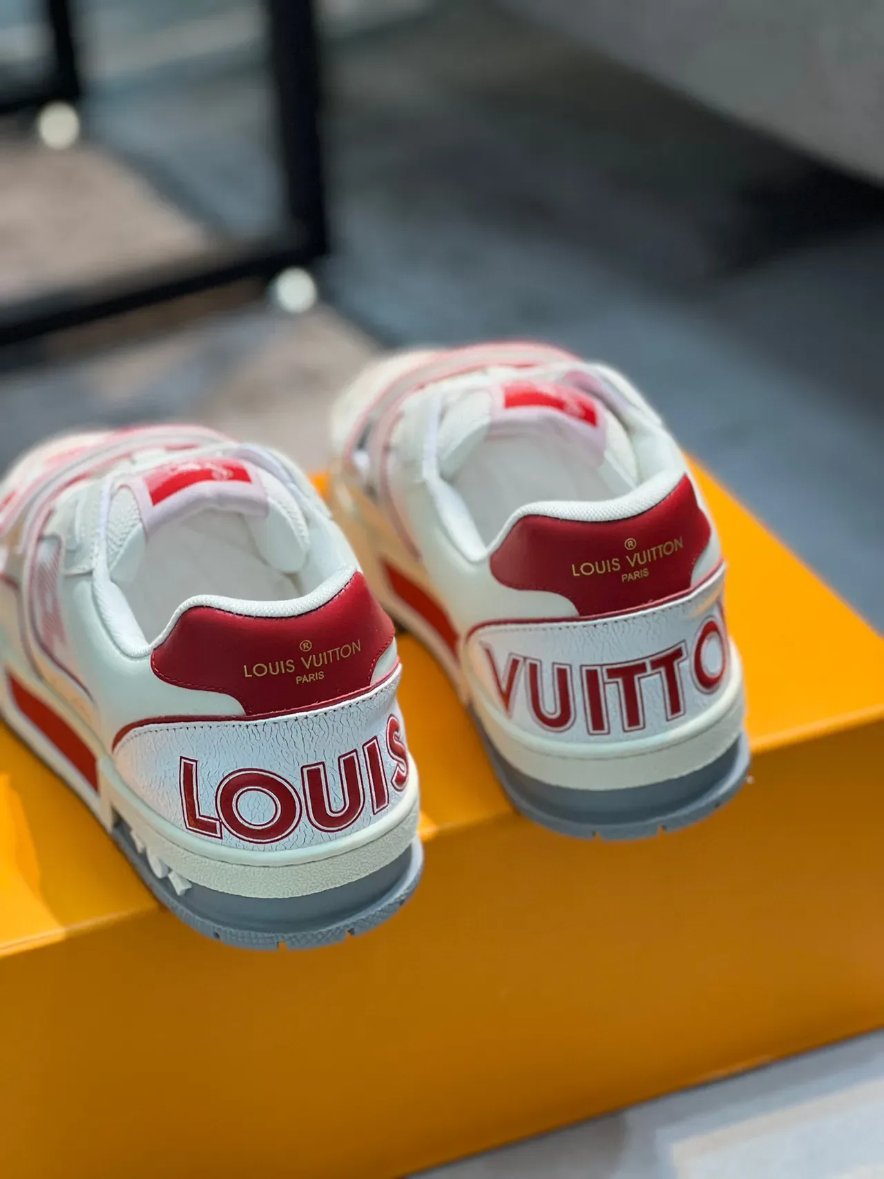 Louis Vuitton LV Trainer White Red Low-Top Monogrammed Strap Lifestyle Sneakers 2