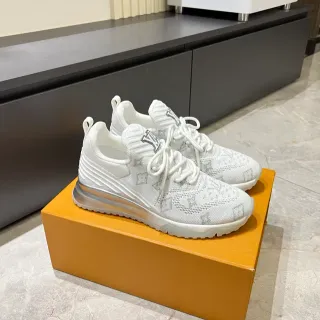 Louis Vuitton LV Trainer Branco Prateado Tricô Monograma Superior Esculpido Ribeteado Sola Intermediária Lifestyle Sneakers