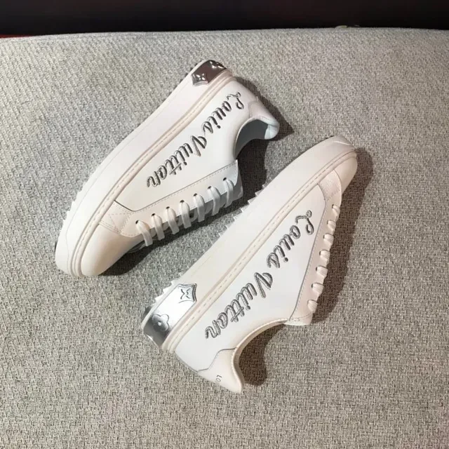 Louis Vuitton LV Trainer White Silver Leather Upper Script Logo Side Branding Lifestyle Sneakers 6