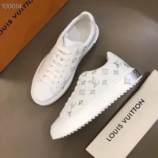 Louis Vuitton LV Trainer Blanco Plateado Monogram impreso Cuero Lifestyle Sneakers