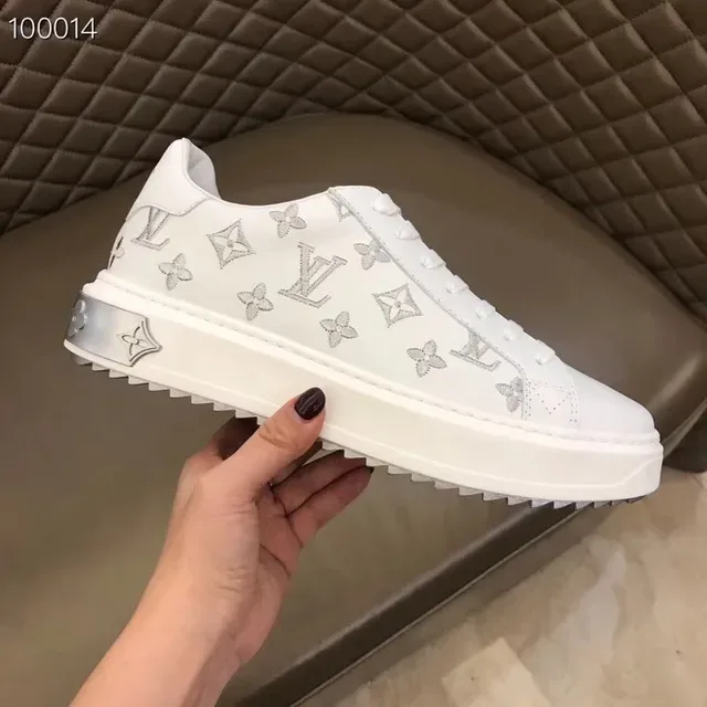 Louis Vuitton LV Trainer White Silver Monogram-Printed Leather Lifestyle Sneakers 2
