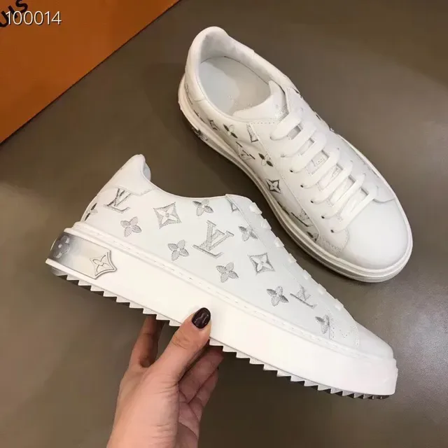 Louis Vuitton LV Trainer White Silver Monogram-Printed Leather Lifestyle Sneakers 4
