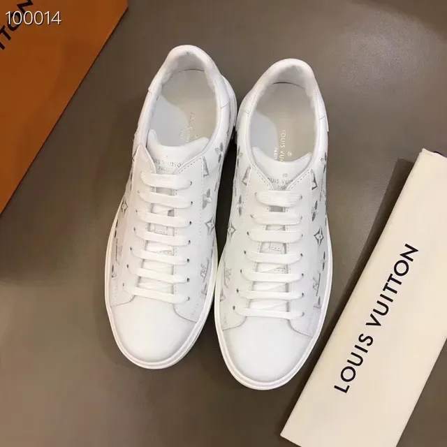 Louis Vuitton LV Trainer White Silver Monogram-Printed Leather Lifestyle Sneakers 6