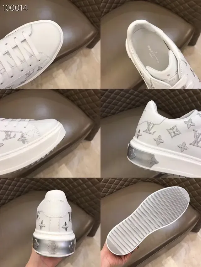 Louis Vuitton LV Trainer White Silver Monogram-Printed Leather Lifestyle Sneakers 7