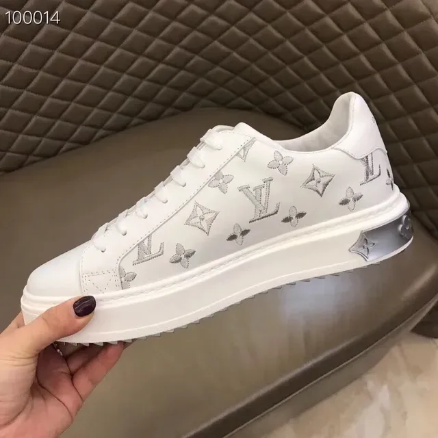 Louis Vuitton LV Trainer White Silver Monogram-Printed Leather Lifestyle Sneakers 8