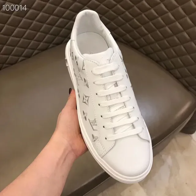 Louis Vuitton LV Trainer White Silver Monogram-Printed Leather Lifestyle Sneakers 9