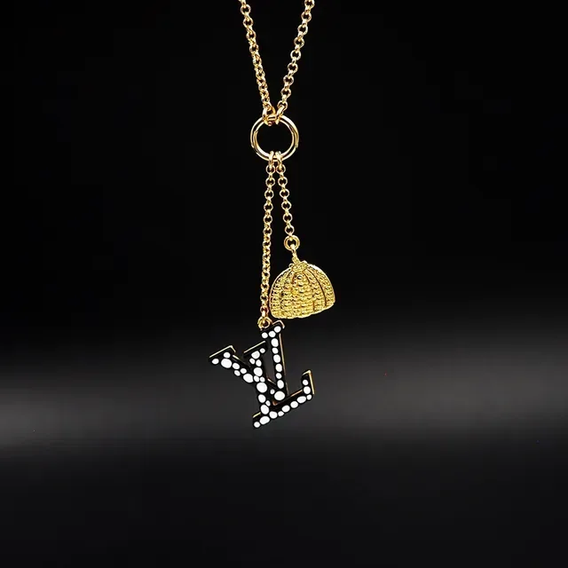 Collier pendentif Monogram Louis Vuitton LV x YK Iconic Gold Black Chain 7