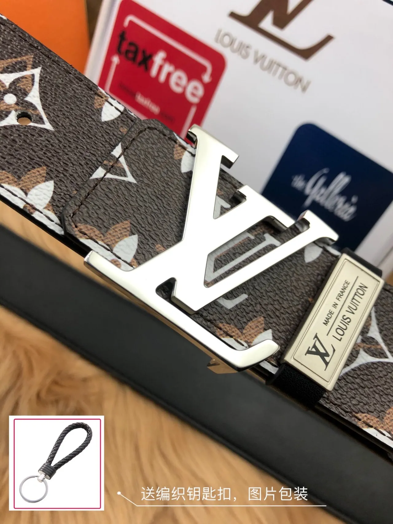 Ceinture Louis Vuitton Monogramme Marron Blanc Toile Argentée LV-Turn Buckle Ceinture en Cuir 6