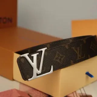 Louis Vuitton Monogram Canvas Interlocking LV Buckle Leather Belt