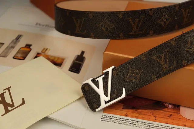Louis Vuitton Monogram Canvas Interlocking LV Buckle Leather Belt 4