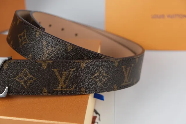 Louis Vuitton Monogram Canvas Interlocking LV Buckle Leather Belt 6
