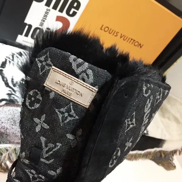 Louis Vuitton Monogram Canvas Shearling-Cuff Knee Boots 2