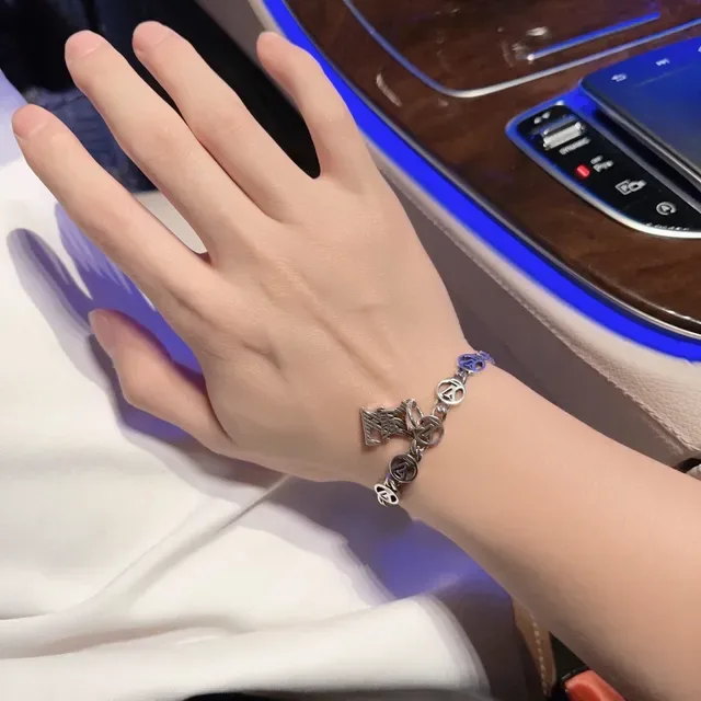Louis Vuitton Monogram Chain Bracelet Silver Metal Bracelet 4