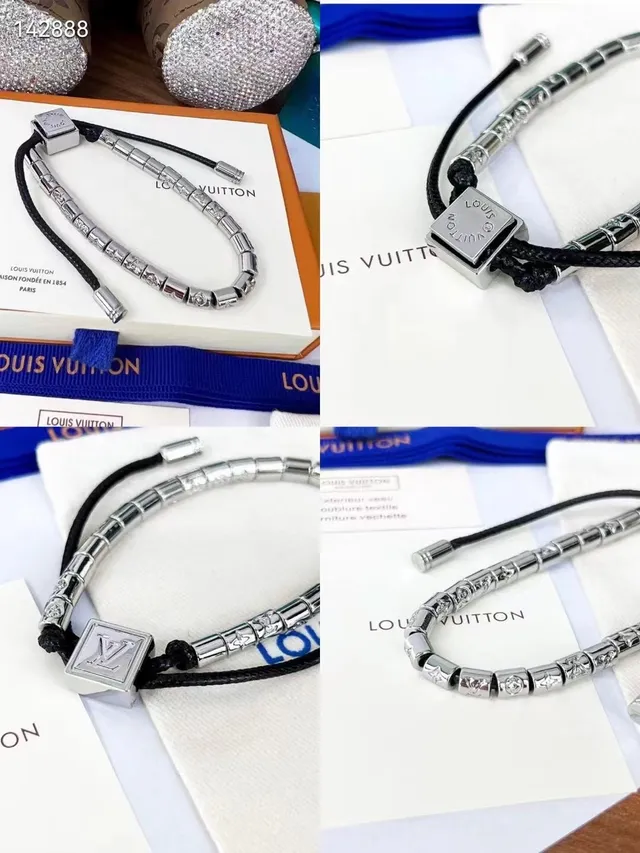 Louis Vuitton Monogram Chain Silver Black Segmented Metal Necklace 4