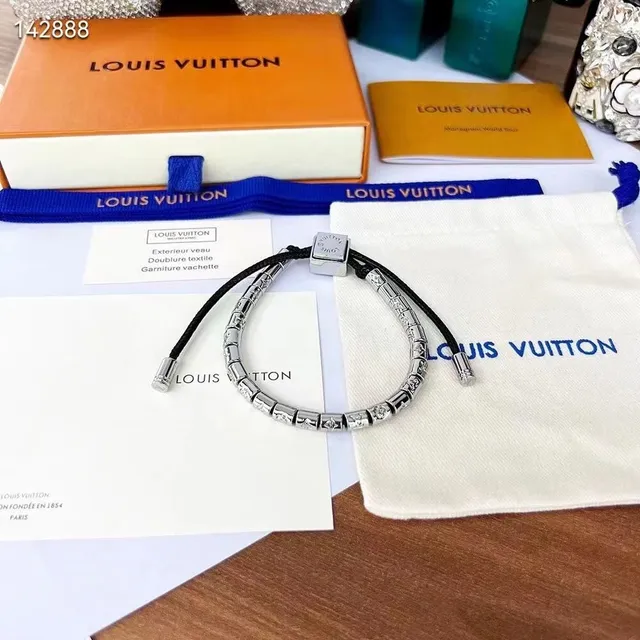 Louis Vuitton Monogram Chain Silver Black Segmented Metal Necklace 9