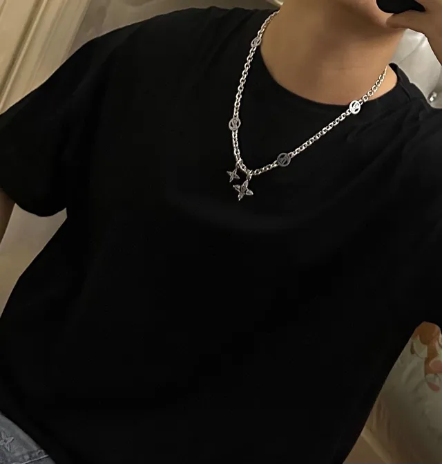 Louis Vuitton Monogram Chain Silver Crystal Floral Necklace 7