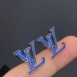 Louis Vuitton Monogram Crystal Blue Stud Earrings